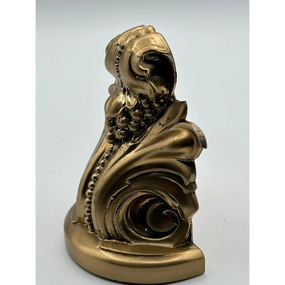 Vintage PM Craftsman Gold Scroll Bookends - Ornate Decorative Book Holders